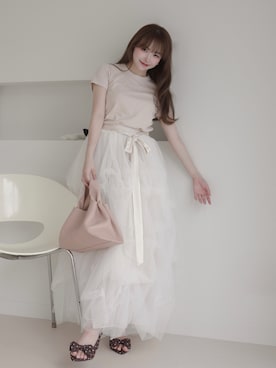 「POMIII PARTAGEのアイテム（シューズ、その他）」を使った、白濱楓雅🐚 fuchan_2003さん（レディース・158cm）の春コーディネート