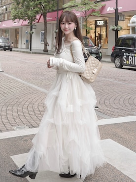 「チュールスカート」｜白濱楓雅🐚 fuchan_2003さん（レディース・158cm）の春コーディネート