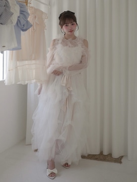 「POMIII PARTAGEのアイテム（シューズ、ホワイト系）」を使った、白濱楓雅🐚 fuchan_2003さん（レディース・158cm）の春コーディネート