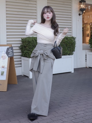 「SNIDEL(スナイデル)のリボン2wayデザインパンツ(その他パンツ)」を使った、白濱楓雅🐚 fuchan_2003さん(レディース・158cm)の春コーディネート