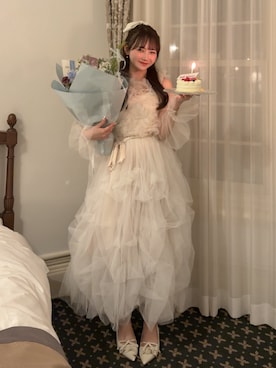 「POMIII PARTAGE sample♡のアイテム（パンプス、ホワイト系）」を使った、白濱楓雅🐚 fuchan_2003さん（レディース・158cm）の春コーディネート