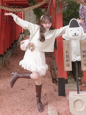 「アイテム（バレッタ/ヘアクリップ、ホワイト系）」を使った、白濱楓雅🐚 fuchan_2003さん（レディース・158cm）の秋コーディネート