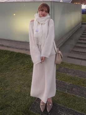 「アイテム（マフラー）」を使った、白濱楓雅 ( ふぅ )🍨さん（レディース・158cm）の秋コーディネート