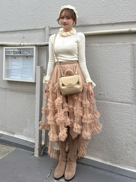「アイテム（カチューシャ）」を使った、白濱楓雅 ( ふぅ )🍨さん（レディース・158cm）の秋コーディネート
