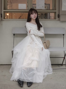 「EVOL（イーボル）のアイテム」を使った、白濱楓雅🐚 fuchan_2003さん（レディース・158cm）の春コーディネート