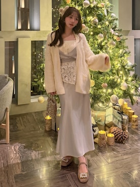 「ワントーンコーデ」｜「アイテム（ワンピース/ドレス）」を使った、白濱楓雅 ( ふぅ )🍨さん（レディース・158cm）の冬コーディネート