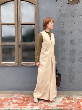 「緑」｜「アイテム（オールインワン・サロペット）」を使った、あ いさん（レディース・154cm）の秋コーディネート