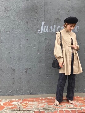 「羽織り」｜「アイテム（ハンチング/ベレー帽）」を使った、あ いさん（レディース・154cm）の秋コーディネート
