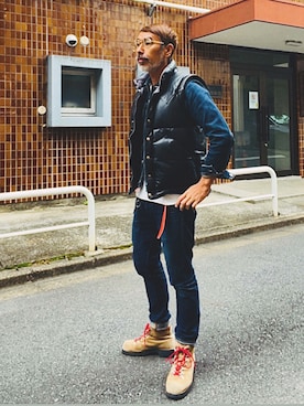 「アイテム（デニムパンツ）」を使った、YosaKuginoさん（メンズ・176cm）の秋コーディネート