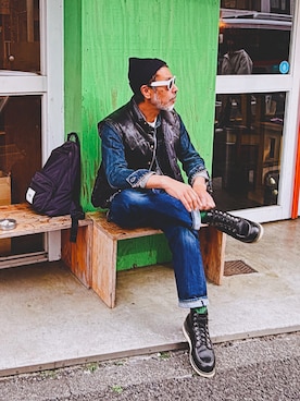 「Maison Kitsune（メゾンキツネ）のアイテム」を使った、YosaKuginoさん（メンズ・176cm）の春コーディネート