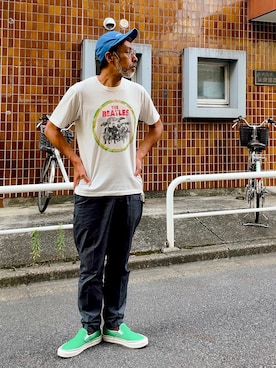 「アイテム（スリッポン）」を使った、YosaKuginoさん（メンズ・176cm）の夏コーディネート