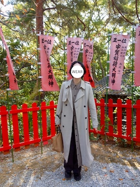 「アイテム（トレンチコート）」を使った、srinさん（レディース・164cm）の秋コーディネート