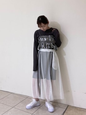 「アイテム（ベスト、シルバー系）」を使った、はやたさん（レディース・158cm）の秋コーディネート