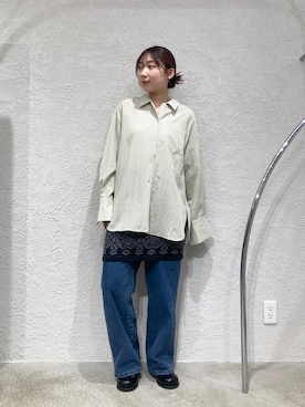 「KBF（ケイビーエフ）のジャガードニットスカート（スカート、ブルー系）」を使った、はやたさん（レディース・158cm）の春コーディネート