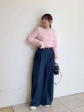 「KBF（ケイビーエフ）のWIDEワイドパンツ（その他パンツ）」を使った、はやたさん（レディース・158cm）の冬コーディネート