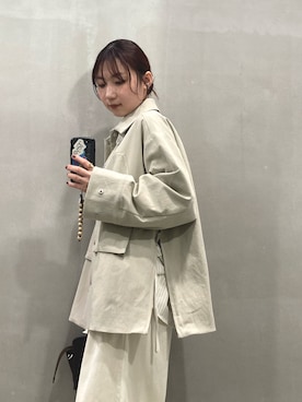 「KBF（ケイビーエフ）のポケットディティールジャケット（その他アウター、ベージュ系）」を使った、はやたさん（レディース・158cm）の春コーディネート