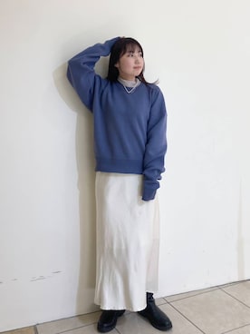 「クルーネックニット」｜はやたさん（レディース・158cm）の冬コーディネート