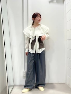 「KBF（ケイビーエフ）のアイテム（スラックス）」を使った、はやたさん（レディース・158cm）の冬コーディネート