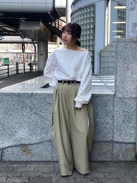 「KBF（ケイビーエフ）のWIDEワイドパンツ（その他パンツ）」を使った、はやたさん（レディース・158cm）の冬コーディネート