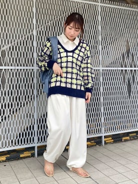 「アイテム（オールインワン・サロペット、ホワイト系）」を使った、はやたさん（レディース・158cm）の夏コーディネート