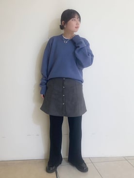 「クルーネックニット」｜はやたさん（レディース・158cm）の冬コーディネート