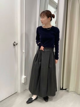 「KBF（ケイビーエフ）のシアーベロアシャーリングスリーブトップス（Tシャツ/カットソー）」を使った、はやたさん（レディース・158cm）の秋コーディネート