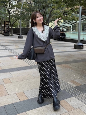 「A part by（アパートバイ）のアイテム（ネックレス）」を使った、𝘵 𝘰 𝘺 𝘰 .さん（レディース・160cm）の秋コーディネート