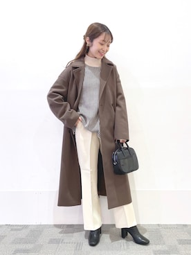 「ローリーズファーム(LOWRYS FARM)」｜「アイテム（チェスターコート）」を使った、𝘵 𝘰 𝘺 𝘰 .さん（レディース・160cm）の秋コーディネート