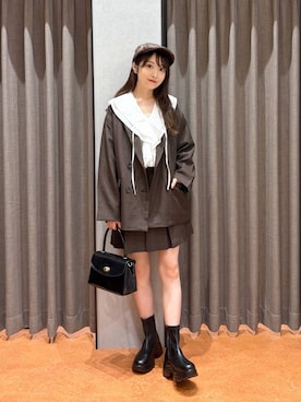 「アイテム（ボストンバッグ）」を使った、𝘵 𝘰 𝘺 𝘰 .さん（レディース・160cm）の秋コーディネート