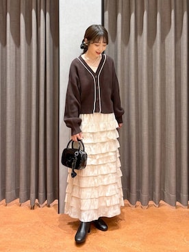 「アイテム（キャミソール）」を使った、𝘵 𝘰 𝘺 𝘰 .さん（レディース・160cm）の秋コーディネート