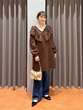 「アイテム（ワンピース/ドレス）」を使った、𝘵 𝘰 𝘺 𝘰 .さん（レディース・160cm・30代）の秋コーディネート