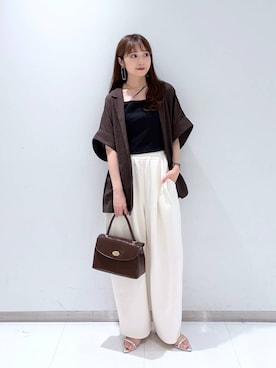 「アイテム（スウェットパンツ、ベージュ系）」を使った、𝘵 𝘰 𝘺 𝘰 .さん（レディース・160cm）の夏コーディネート