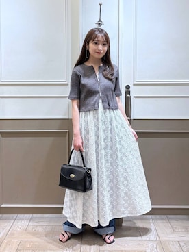 「LOWRYS FARM（ローリーズファーム）のスタイルＵＰクロスカップキャミ　100757（Tシャツ/カットソー）」を使った、𝘵 𝘰 𝘺 𝘰 .さん（レディース・160cm・30代）の夏コーディネート