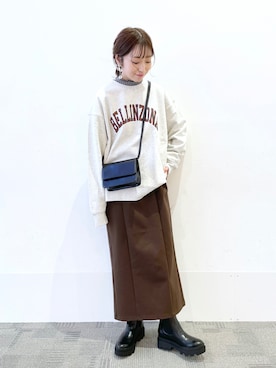 「メロートップス」｜「アイテム（ブーツ）」を使った、𝘵 𝘰 𝘺 𝘰 .さん（レディース・160cm）の冬コーディネート