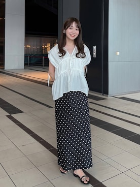 「LOWRYS FARM（ローリーズファーム）のスタイルＵＰクロスカップキャミ　100757（Tシャツ/カットソー、ホワイト系）」を使った、𝘵 𝘰 𝘺 𝘰 .さん（レディース・160cm）の夏コーディネート