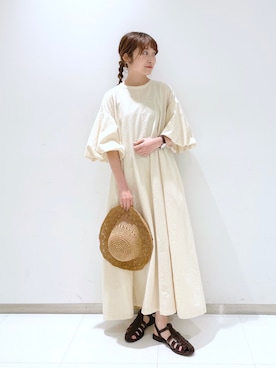 「袖ボリューム」｜「アイテム（ワンピース/ドレス）」を使った、𝘵 𝘰 𝘺 𝘰 .さん（レディース・160cm）の春コーディネート