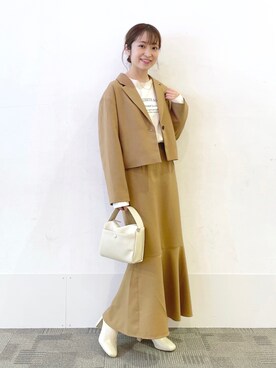 「LOWRYS FARM（ローリーズファーム）のストレッチヒールブーツ　851418（ブーツ）」を使った、𝘵 𝘰 𝘺 𝘰 .さん（レディース・160cm）の冬コーディネート