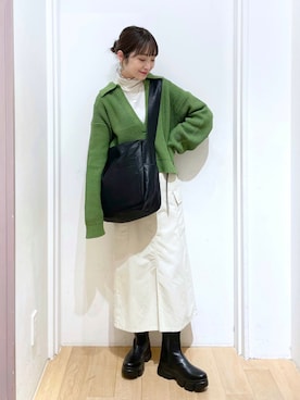 「タートルネック」｜「アイテム（ボディバッグ/ウエストポーチ）」を使った、𝘵 𝘰 𝘺 𝘰 .さん（レディース・160cm）の冬コーディネート