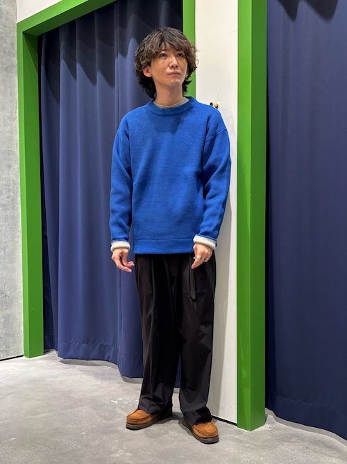 【ユニセックス】キープシェイプワッフルニットプルオーバー