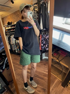 「carhartt」｜「アイテム（スリッポン）」を使った、ぽんたさん（レディース・152cm）の夏コーディネート