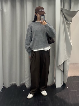 「アイテム（Tシャツ/カットソー）」を使った、shionさん（レディース・168cm）の秋コーディネート