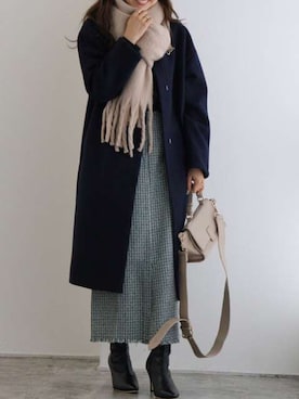「アウターコーデ」｜「アイテム（ノーカラーコート）」を使った、Pierrotスタッフ★大人に似合う高コスパ服をお届けさん（レディース・157cm）の冬コーディネート