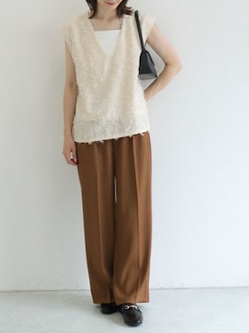 「秋服」｜「アイテム（ベスト）」を使った、Pierrotスタッフ★大人に似合う高コスパ服をお届けさん（レディース・163cm）の秋コーディネート