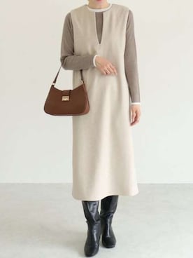 Pierrotスタッフ★大人に似合う高コスパ服をお届けさん（骨格ナチュラル・レディース・163cm）の冬コーディネート