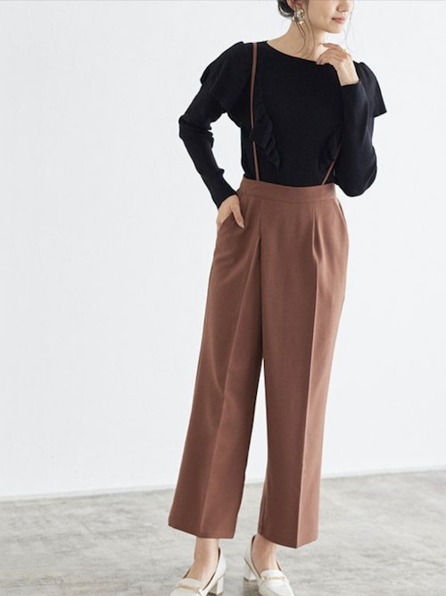 ワンショルダーラップワイドパンツ ETRÉ TOKYO 】ラップショルダーラップワイドパンツ【 Alderney