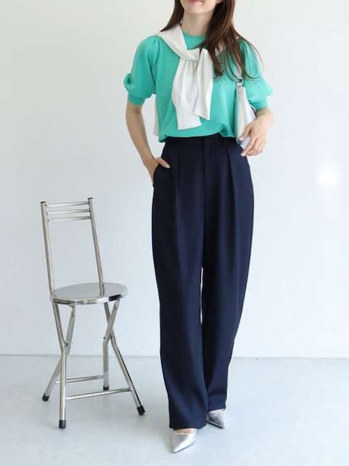 GREED - GREED パフスリーブニット 極美品 ネイビー Amazon | [フレイ アイディー] クロシェパネルパフスリーブ