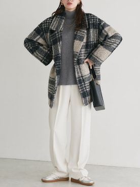 「アイテム（ピーコート）」を使った、Pierrotスタッフ★大人に似合う高コスパ服をお届けさん（レディース・167cm）の冬コーディネート