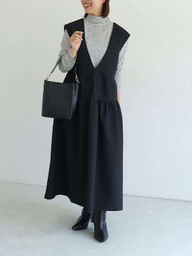 「アイテム（ワンピース/ドレス）」を使った、Pierrotスタッフ★大人に似合う高コスパ服をお届けさん（レディース・150cm）の秋コーディネート