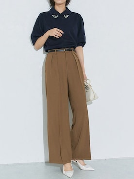 「キャメル」｜Pierrotスタッフ★大人に似合う高コスパ服をお届けさん（レディース・167cm）の夏コーディネート