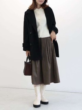 「アイテム（ピーコート）」を使った、Pierrotスタッフ★大人に似合う高コスパ服をお届けさん（レディース・163cm）の秋コーディネート